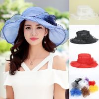 【CC】 Hat Kentucky Wide Brim Wedding Church Sea Beach Hats for Floppy Ladies