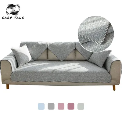 Cotton Sofa Cover Non-slip Four Season Linen Woven Arm Sofa Cushion Sofa Towel Pure color Armrests Couch covers For Living Room