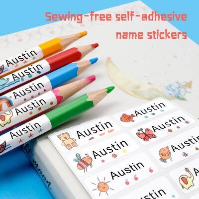 hot！【DT】♛  Name Tag Sticker Customize Stickers Personalized Labels Children School Stationery Bottle dinosau