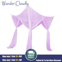 Wander Cloudly 4ช่องมุ้งคลุมเตียงตาข่ายผู้ใหญ่ห้องนอน4มุม Bedpost ผ้าม่านคลุมเตียง