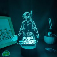 Game PUBG PlayerUnknowns Battlegrounds 3D Lamp Led RGB Night Light Cool Gift For Friend Bed Room Table Desk Colorful Decoration Ceiling Lights