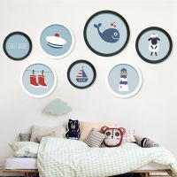 ₪♈ Round Photo Frame Wooden Picture Frames Nordic Wall Mounted Poster Holder 7-12 Inch Hanging Photo Display Home Decor Cadre Rond