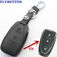 FLYBETTER Genuine Leather 3Button Keyless Entry Smart Key Case Cover For Chevrolet Cruze/Malibu XL/Equinox Car Styling L2209 Key Chains