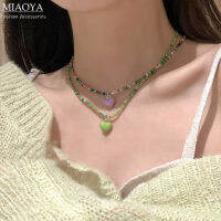 MIAOYA Fashion Jewelry Shop สร้อยคอลูกปัดรักสีลูกกวาดสำหรับผู้หญิงจี้หัวใจหวานน่ารักสำหรับนักเรียน Y2K Accessories