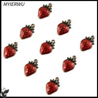 MYIERWU ยาว16.8มม. เสน่ห์ของสตรอเบอร์รี่สีแดงเคลือบ หนา1.5มิลลิเมตร กว้าง10มม. อุปกรณ์เสริมสร้อยข้อมืองานฝีมือน้ำมัน dripp DIY ง่ายต่อการพกพา รู: 1.8mm ต่างหูสร้อยคอจี้ตกแต่งเครื่องประดับขนาดเล็ก งานฝีมือดีไอวาย