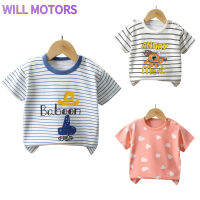 Will Motors เสื้อยืดคอกลมพิมพ์ลายการ์ตูนเสื้อแขนสั้นเด็กเสื้อเสื้อผ้าฝ้ายระบายอากาศสำหรับเด็กหญิงเด็กชายในฤดูร้อน