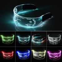 【ใหม่】อนาคตอิเล็กทรอนิกส์ Visor แว่นตาที่มีสีสัน LED ส่องสว่างแว่นตา Light Up แว่นตา P Rop สำหรับฮาโลวีนปาร์ตี้เทศกาลประสิทธิภาพ