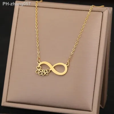 ♕☁ Stainless Steel Necklaces Elegant Exquisite Heart Infinity Symbol Heartbeat Pendants Chain Trend Fine Necklace For Women Jewelry