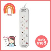 รางปลั๊กไฟ 4 ช่อง 4 สวิตช์ ANITECH SNP-H3434-RD 10 แอมป์ 3 เมตร สีขาวPOWER STRIP ANITECH SNP-H3434-RD 4-OUTLET 4-SWITCH 10A 3M WHITE **ลดราคาจัดหนัก **