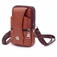 QianXing Shop Mens Messenger Bag Retro PU Shoulder Bag Mens Small Messenger Bag Mobile Phone Bag Casual Business Waist Bag