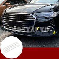 For Audi A6 C8 Base Model Stainless Front Bumper Grille Fog Light Trim Cover 2019-2021 4pcs Car Accessories Interior Car Decor