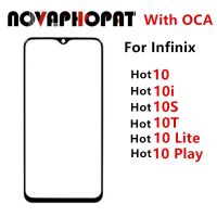 หน้าจอกระจกด้านหน้าสำหรับ Infinix Hot 10 Lite Play 10i 10S 10T X682 X689สัมผัสแผงแอลซีดีอะไหล่กระจกสำหรับซ่อม + OCA