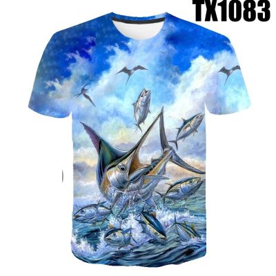 Funny Fishing T-shirt Summer Fish 3d Printing T shirt Men Women Hip Hop Streetwear Fashion Animal Tops Tee 3d Fish T shirt