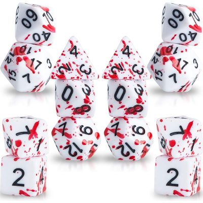 14 Pieces Blood Splatter Polyhedral 7-Die Set for DND Role Playing Games