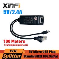 XINFI อุปกรณ์แยก PoE ที่ใช้งาน USB 2.4A แยก IEEE802.3af ไฟฟ้าผ่านสายอีเธอร์เน็ต48V ถึง5V สำหรับแท็บเล็ตดร็อปแคมหรือบอร์ดพายราสเบอร์รี่