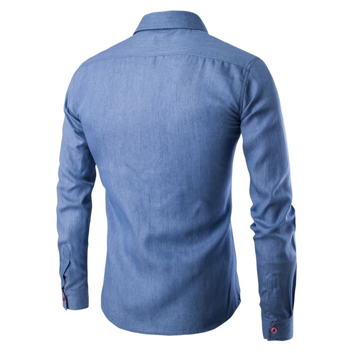 zzooi-mens-long-sleeve-denim-shirt-slim-fit-turn-down-collar-button-up-shirts-plaid-neckline-cuffs-casual-tops-work-shirt