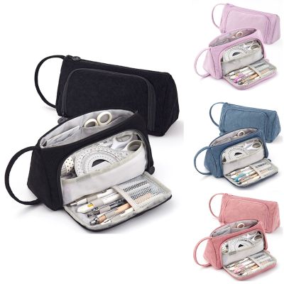 Corduroy Portable Pencil Case Multifunctional Stationery Bag Solid Color Student Cute Pencil Case Girls Handbag