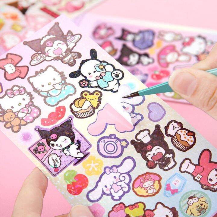 10pcs-sanrio-guka-pochacco-hellokitty-sticker-kuromi-hand-account-posters-decoration-office-stickers-stationary-wholesale