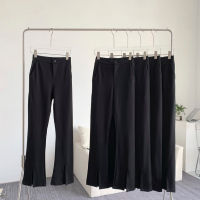 Theyourlooks พร้อมส่ง Black slit pants กางเกงผ้า ผ่าปลายขา