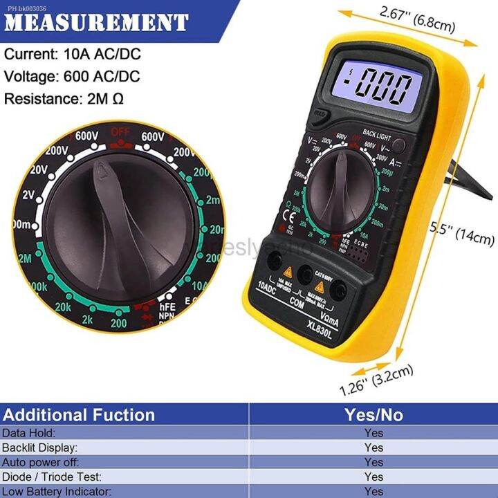 XL830L CD Digital Multimeter AC DC Voltage Diode Freguency Multitester