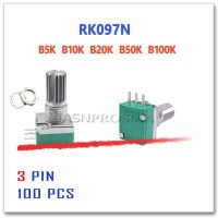 JASNPROSMA RK097N 100PCS B5K B10K B20K B50K B100K 3PIN 5K 10K 20K 50K 100K potentiometer 15mm Single audio