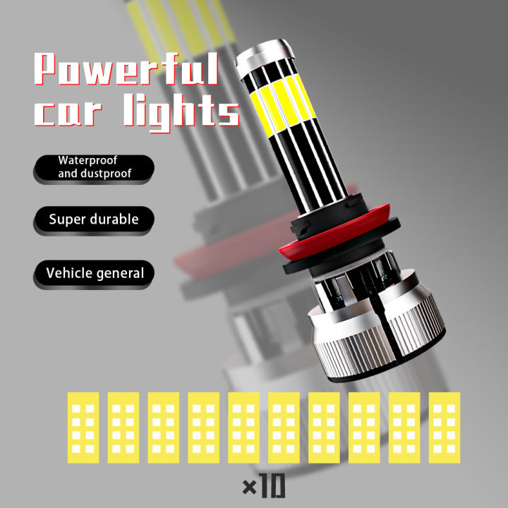 100w-led-ไฟหน้ารถ10ด้าน-bright-cob-ชิปหลอดไฟอัตโนมัติ12000lm-h1-h3-h4-h7-9005-9006ไฟแสดงสถานะรถหลอดไฟ-canbus-led