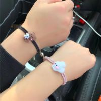 2pcs Magnetic Hugging Bear Couple Bracelets Cute Cartoon Couple Little Rubber Band Girlfriend Bracelet Hair Rope