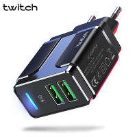 Twitchใหม่Dualเครื่องชาร์จUSB 2.4A WALLยูเอสบีต่อโทรศัพท์ชาร์จอะแดปเตอร์ชาร์จมือถือที่ชาร์จเร็วสำหรับIPhone X XS Samsung S9 S10 XIAOMIโทรศัพท์มือถือที่ชาร์จแบตเตอรี่โทรศัพท์EU/US/UKปลั๊กสีดำ/สีขาว