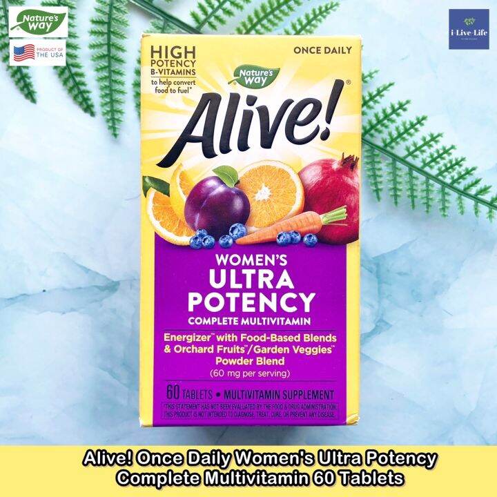 วิตามินรวม-สำหรับผู้หญิง-alive-once-daily-womens-ultra-potency-complete-multi-vitamin-60-tablets-natures-way