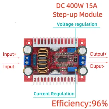15A Step-up Boost Converter Constant Current Power Supply LED Driver DC 400W  8.5-50V to 10-60V Voltage Charger Step Up Module 