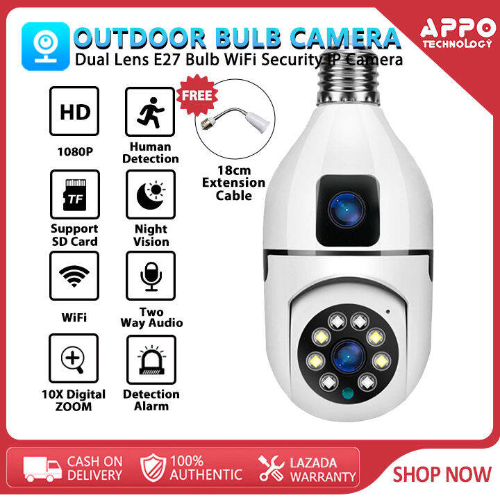 V380 PRO Q19 Plus Dual lens HD 1080P PTZ alarm CCTV Camera Light bulb
