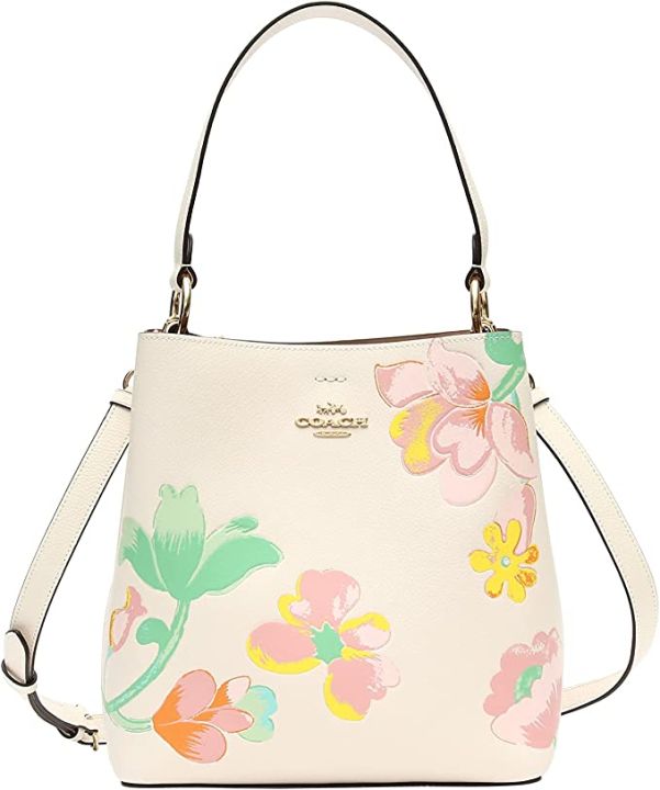 กระเป๋าของแท้-coach-c8609-rowan-satchel-with-dreamy-land-floral-print-midnight-multi-กระเป๋าถือ-crossbody-กระเป๋าถือ