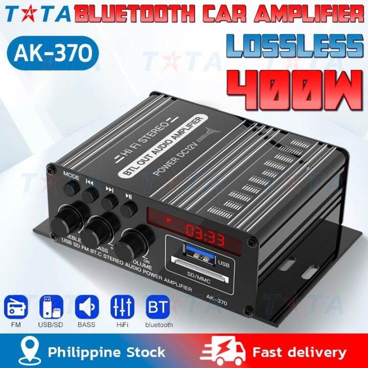 40W Digital Amplifiers Audio 12V Bass Audio Power Bluetooth Amp Hifi FM ...