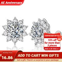 Snowflake Stud Earrings 925 Sterling Silver Jewelry 6.5mm 1.0 Carat Diamond Moissanite Earrings For Women Wedding Gift