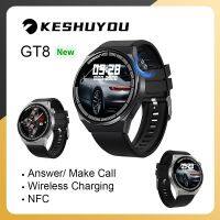 KESHUYOU GT8สมาร์ทวอท์ชผู้ชายรอบแตะหน้าจอเต็มรับสายเครื่องติดตามการออกกำลังกายอัตราการเต้นนาฬิกาอัจฉริยะแอนดรอยด์ไอโอเอสหัวใจสำหรับ KirkCr ใหม่