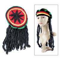 หมวกเร็กเก้ Rasta กับ Dreadlocks เทศกาลเครื่องประดับคอสตูม Beanie หมวกวิกผม