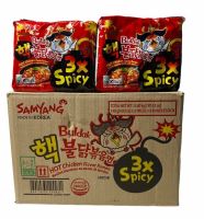 SAMYANG มาม่าเกาหลีเผ็ด คูณX3 .. สีแดงดำ 140g 1ลัง/บรรจุ 8 แพค/จำนวน 40 ซอง ราคาส่ง ยกลัง สินค้าพร้อมส่ง!!