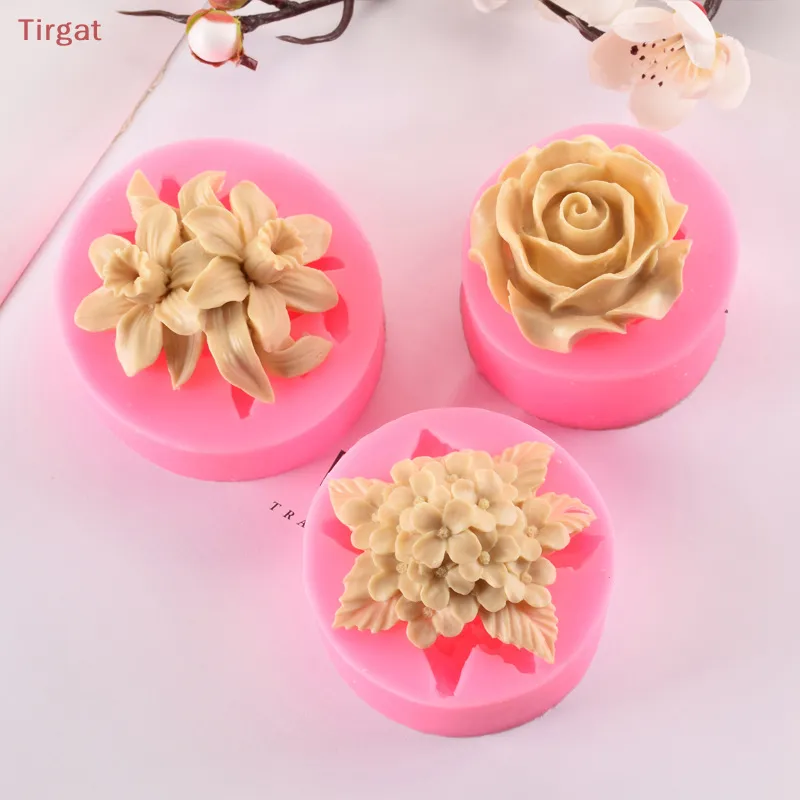 Round Flower Silicone Soap Aroma Stone Handmade Mold Soap Making Molds 1pc  Set