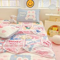 ins princess style summer latex mat summer quilt four-piece set washable thin quilt air-conditioning quilt dormitory non-slip mat Summer cool quilt air-conditioned