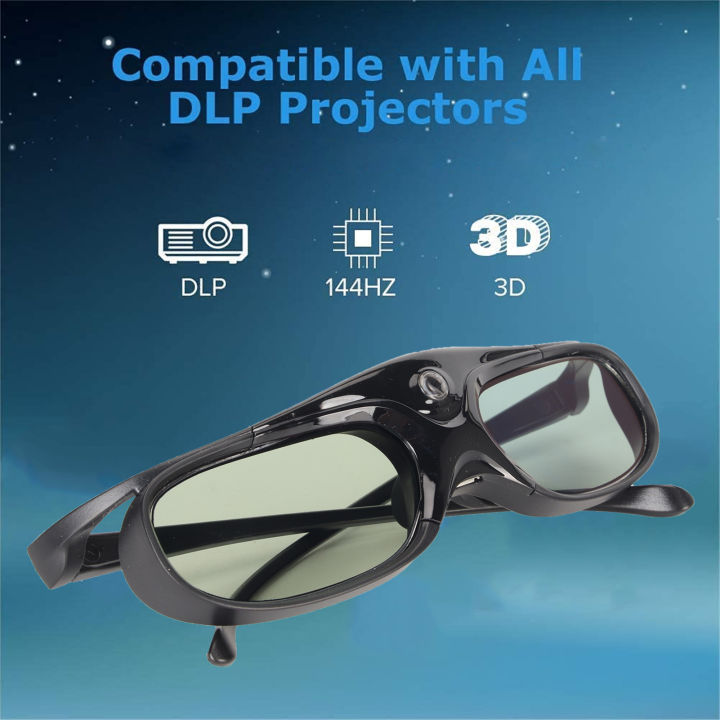 แว่นตาสามมิติ3d-144hz-แว่นตา3d-ลิงค์-dlp-สำหรับโปรเจคเตอร์-dlp-3มิติ