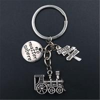 【YF】 1pc Silver Plated Train No Matter Where Charm Lead To Lifes Goals Sign Alloy Pendant Handmade Jewelry Metal Keychain A1539