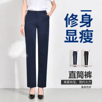 Fashion Navy Blue Ladies High Waist Fitted Trouser