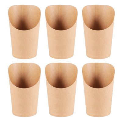 100Pcs Disposal Take-Out Party Dessert Supplies Baking Cakes Egg Puff French Fries Chips Snacks Kraft Paper Cups Holder, 300Ml (Brown)