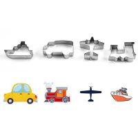 4pcs Stainless Steel Vehicle Cookie Cutter Car Train Ship Candy Biscuit Mold Cooking Tools Pastry Cake Fondant Cutters Mould Bread Cake  Cookie Access