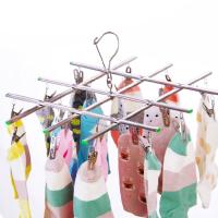 20 Clips Collapsible Stainless Steel Windproof Clothespin Laundry Hanger Sock Towel Bra Drying Rack Clothes Peg Hook Airer Dryer