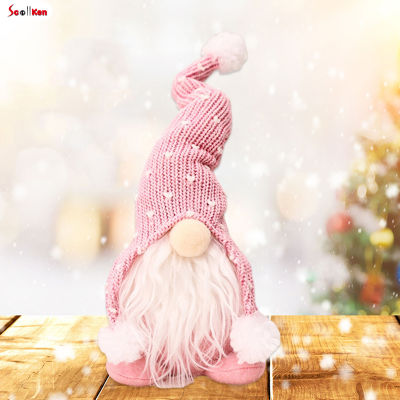 ของเล่นสกอตผ้ากำมะหยี่สีชมพูคริสต์มาส Boneka Mainan คริสต์มาสรูปแกะสลักสำหรับประดับตกแต่งสะสมสำหรับโต๊ะกาแฟ