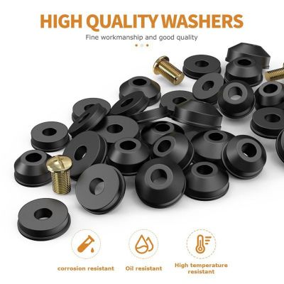 48/58pcs Faucet Gasket Flat Beveled Rubber Plumbing Faucet Seal Washer Replacement with Brass Screws Repair Parts Assortment Set Gas Stove Parts Acces
