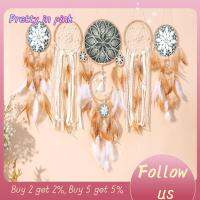 PRETTY IN PINK 1 5Pcs ดวงจันทร์และดวงอาทิตย์ แฮนด์เมด Boho Dream catchers อูฐอูฐ แบบดั้งเดิมดั้งเดิม CAMEL Braid Dream catchers Decor ของใหม่ ขนนกสีขาว ที่แขวนผนัง Dream Catcher ห้องนอนสำหรับเด็ก