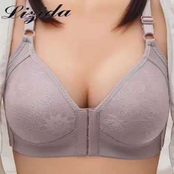 New Sexy Lace Women's Underwear Plus Size Full Cup Front Zipper Wide Strap  Non Steel Ring Lingerie Soft Cotton Comfort Bra - AliExpress