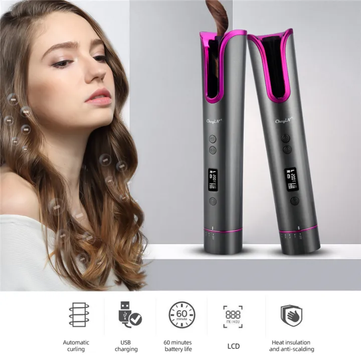 Ckeyin 18mm Automatic Hair Curler Auto Ceramic Wireless Curling Iron USB  Rechargeable Hair Waver T Waves Iron Cordless Curling Wand Air Curler HS470  | Lazada Singapore